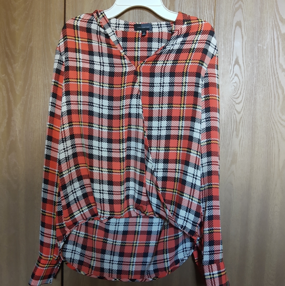 The Limited size XS orange plaid blouse